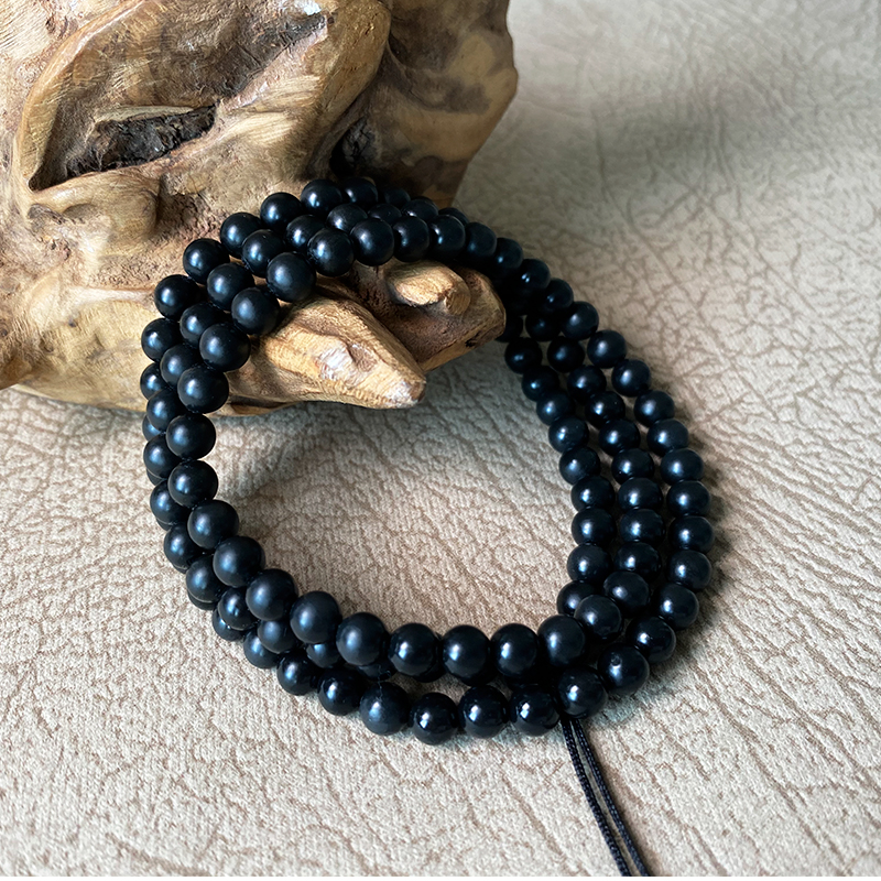 新疆和田玉墨玉圆珠挂链男女款玉石吊坠挂绳108颗佛珠项链挂绳