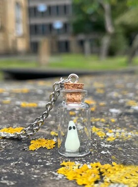 咖亿潮流万圣节漂流瓶夜光幽灵项链饰The Adopt a ghost neckl ac