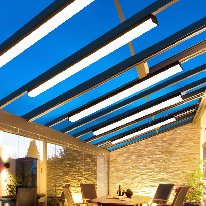 户外防水太阳能吸顶灯温室庭院阳台外墙别墅入门长条照明室外灯