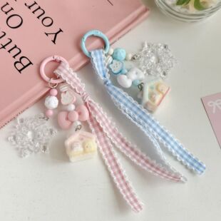 原创ins风新款雪花包挂钥匙扣植绒雪屋手机链小清新包包挂件