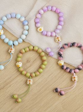 国潮猫咪奶豆炭烧猫爪手串多巴胺糖果色文玩手链女盘玩手捻古风