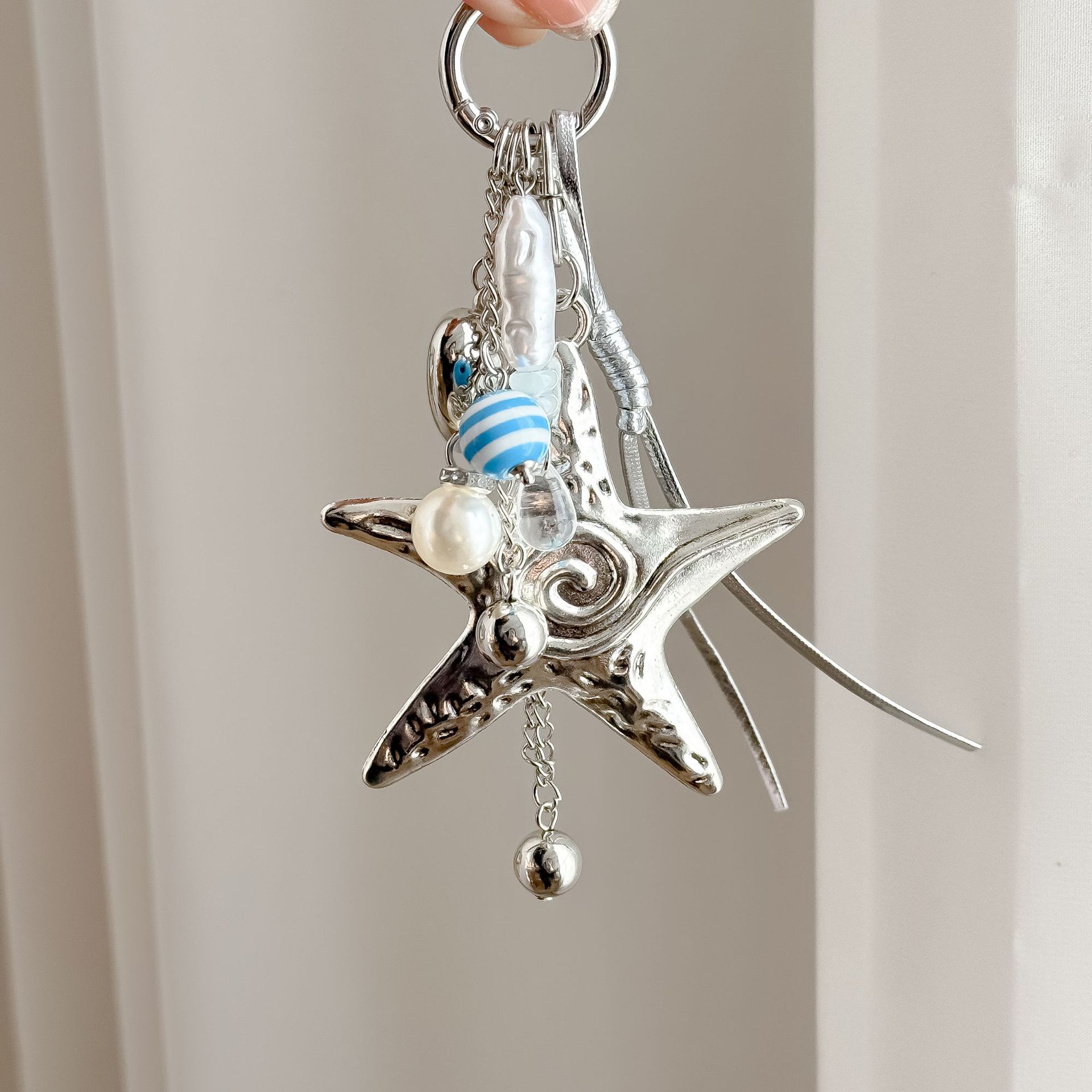 韩系复古y2k海星包挂件小众银色吊坠钥匙扣亚文化挂件海洋系包挂