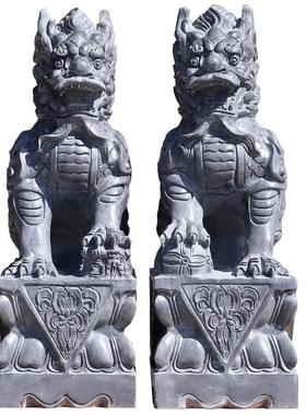 石雕青石石头一对麒麟雕刻摆件看门门口庭院家居石头雕刻麒麟