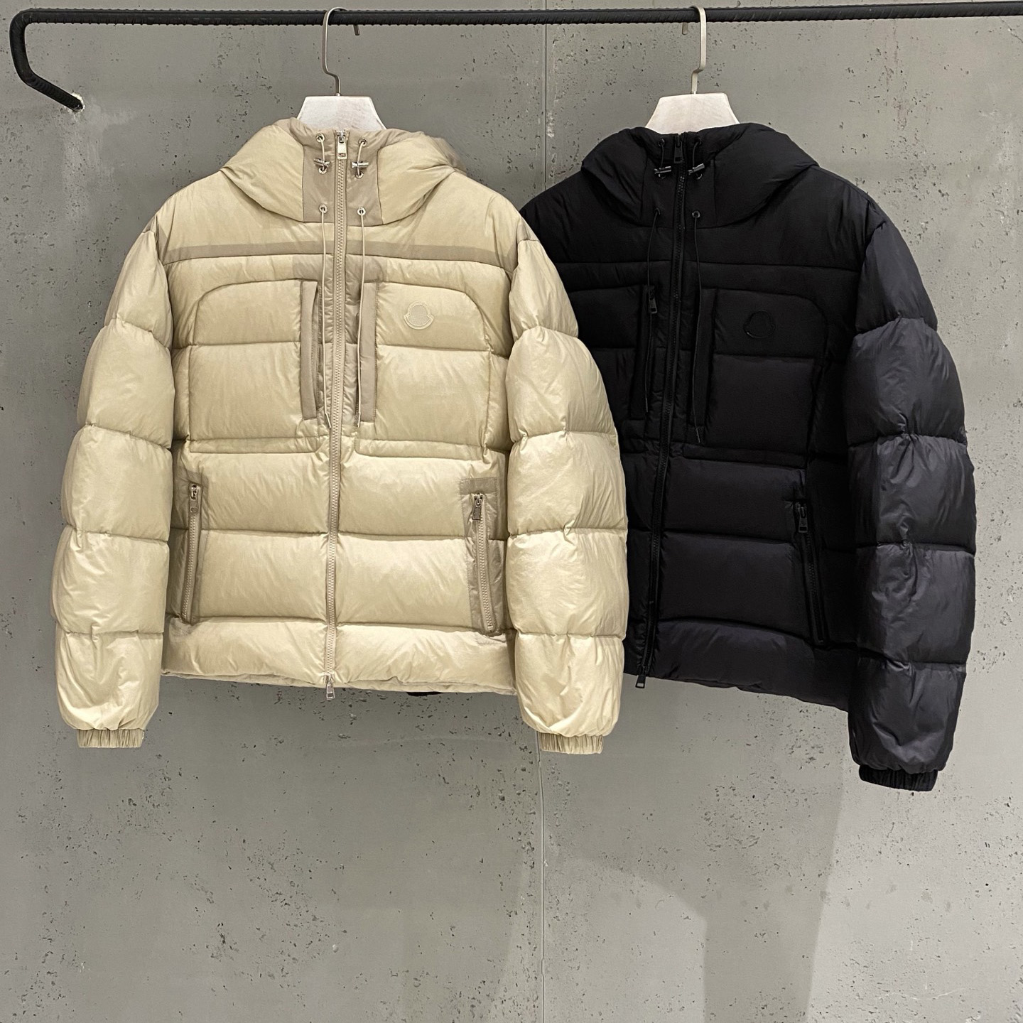 老钱风几何图形缎面连帽保暖外套