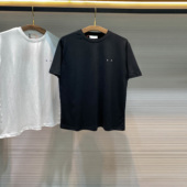 潮牌老钱风字母刺绣绒感平纹短袖 高街欧式 T恤男女2026春夏时尚 tee