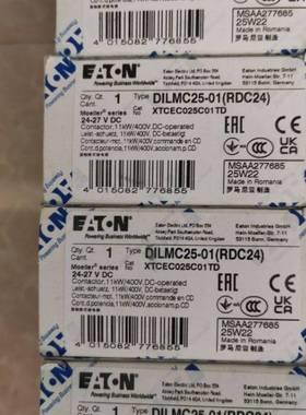 伊顿穆勒DILMC25-01(RDC24) 直流接触器