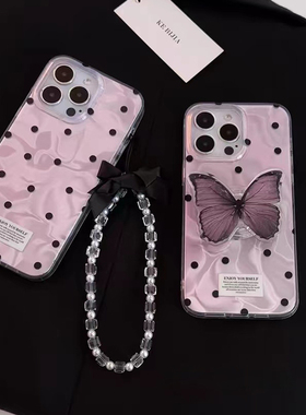 紫色波点蝴蝶适用于三星s25plus手机壳s24+s23/s22/s21FE新款保护套note20ultra/s10/9/8女防摔A54/53羽纱