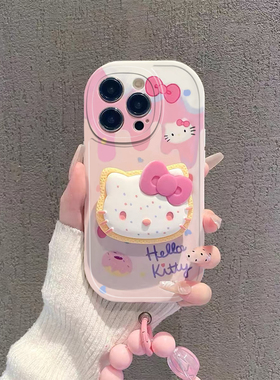 卡通猫带支架适用于红米k90手机壳Turbo4pro/3保护套note15pro+14/13/12R/8女K80K70EK60至尊小米10X/9A直边