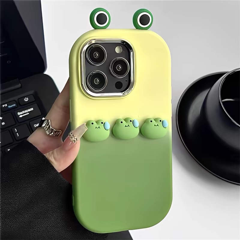 渐变立体青蛙适用于vivoY500手机壳Y300Ty200i/y93防摔y78+y53s小众y35m+新款y33/y31s高级T1女z5i镜框保护套