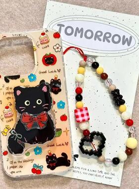 满喆黄底黑猫适用于三星s25手机壳s24+/s23ultra/s22/s21F/s20plus保护套note20/s10全包a52a54A23A女新款IMD