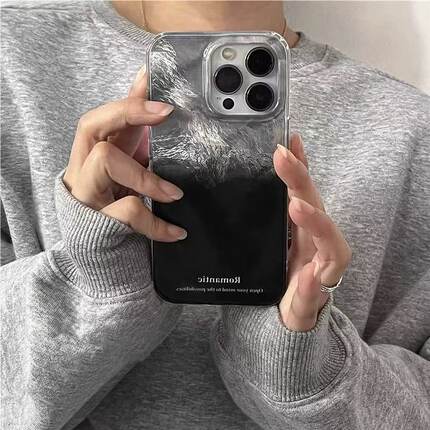 冷淡渐变银黑适用于oppo reno14pro手机壳13/12女reno11pro/10/9/8pro+保护套reno6/5k/4se新款reno7se羽纱