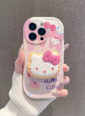 卡通猫带支架适用于三星s25ultra手机壳s24/s23plus新款Galaxys22/21+note20/9/8保护套A55/54/53女s10+胖妹