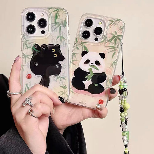 猫咪熊猫手链适用oppo透明手机壳