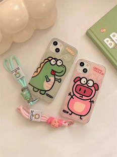 搞怪恐龙挂绳适用于oppoA6pro手机壳A5A3proa93sA2pro可爱a57A2m保护套防摔a11全包A97女A92S小众a78a58x魔方