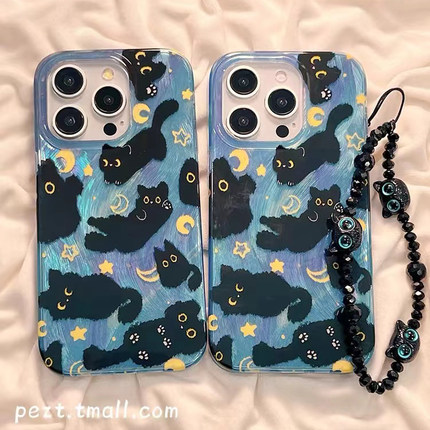 星星月亮黑猫适用于oppo findx9手机壳x8prox7/reno15pro/14/13/12女K12S/10软A5A6proA3新款ace2羽纱保护套