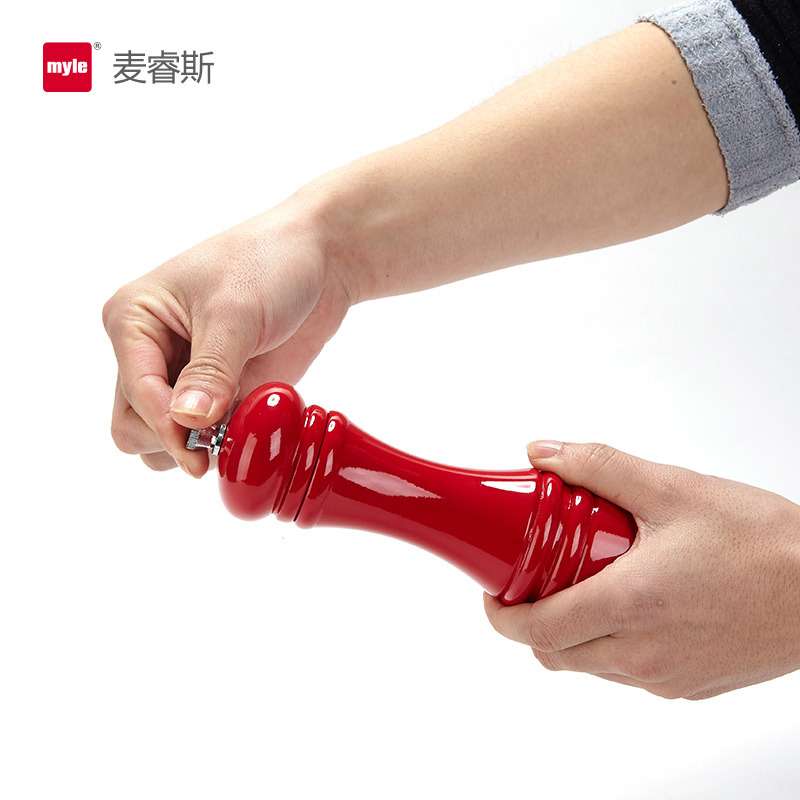 榉木手动花胡椒研磨器研粉器磨盐器陶瓷芯可调粗细家用花椒碾磨器