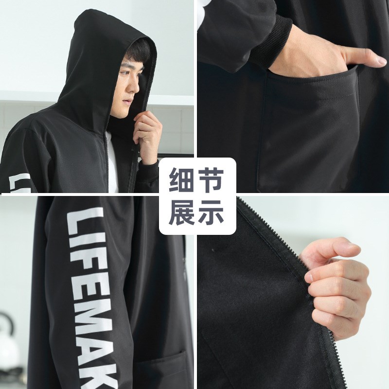 秋冬新款围裙女家用厨房做饭长袖罩衣F加绒保暖外穿工作大人上班