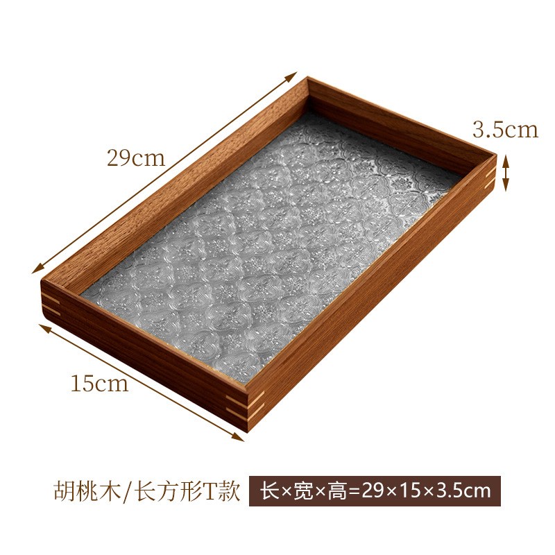 活动跨境复古海棠托盘榉木水果盘复古茶盘早餐P盘黑胡桃木咖啡托