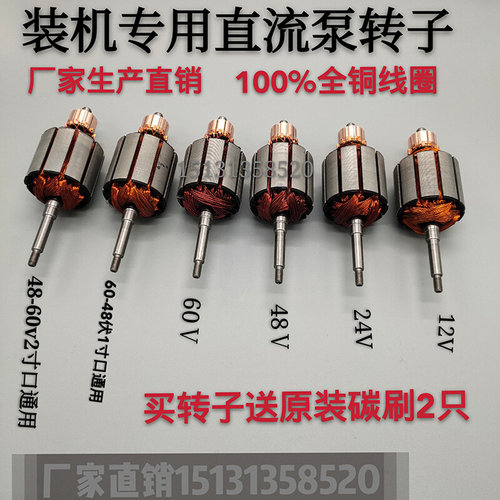 。潜水泵转子 直流转子 12V24V48V60伏两用通用一二寸铜线电机线