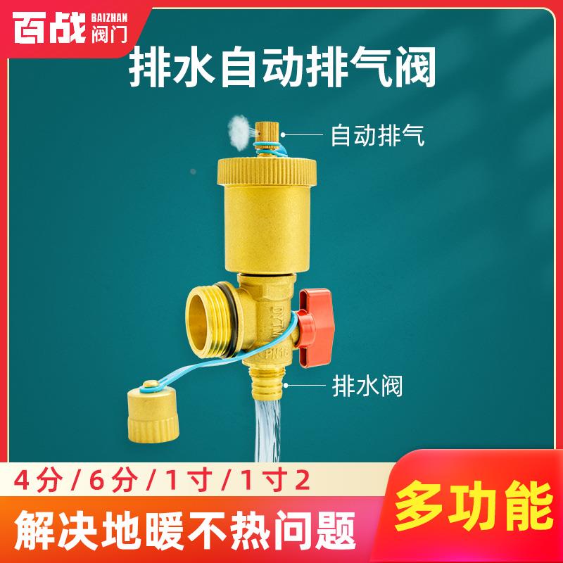 地暖地热分水器放水阀开关排气排水排污阀门4暖气片小背篓6分1寸