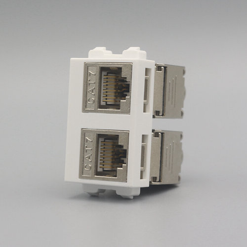 。双口七类屏蔽万兆网络模块128型CAT7电脑插座模块RJ45网线口模