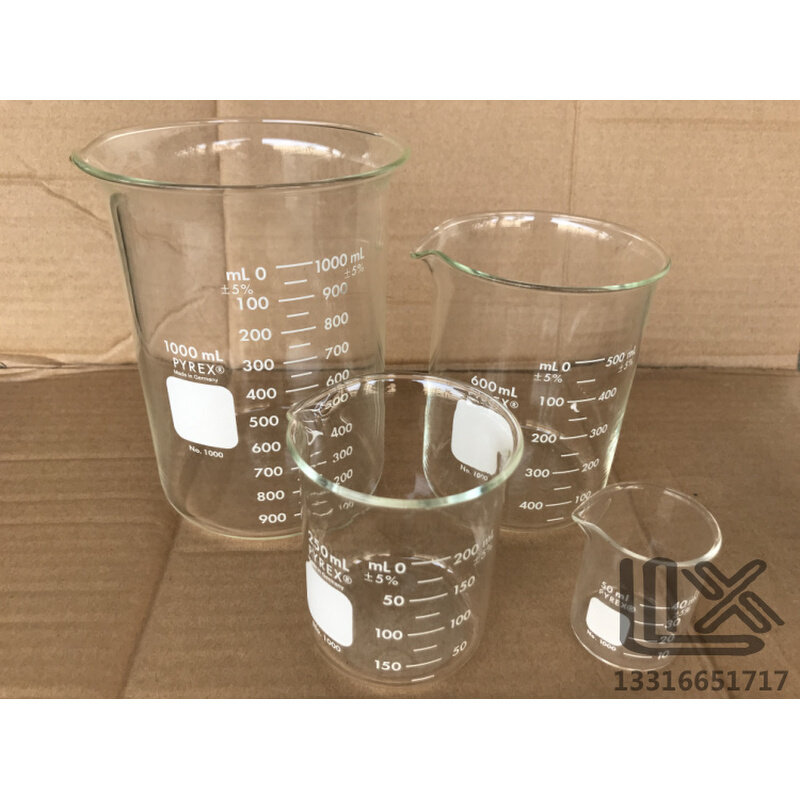 。Corning Pyrex 双刻度低形烧杯 50ml 250ml 500ml 600ml 1000ml