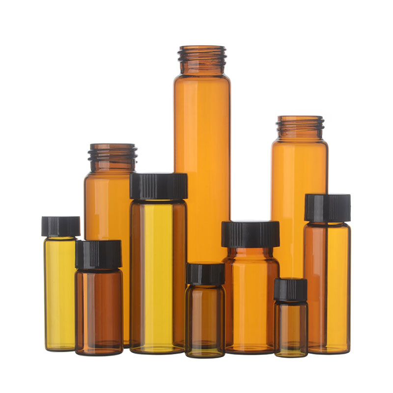 。螺口小玻璃瓶样品瓶3/5/10/15/20/30/40/50ml透明棕色试剂精油
