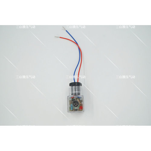 。透明液压电磁阀插头0200T DC24V灯头接线盒带指示灯带稳压保护