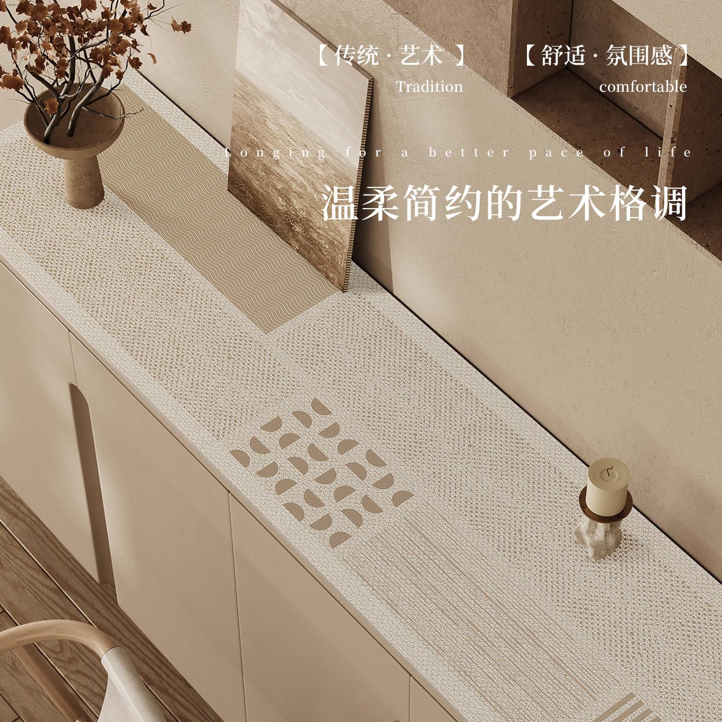 侘寂风餐柜桌垫防水桌布皮革台面保护垫玄关盖布鞋柜电视柜垫子图片