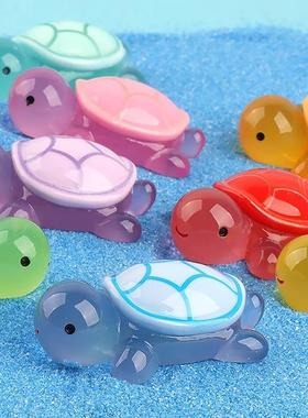 树脂夜光小乌龟苔藓鱼缸DIY造景装饰品桌面小摆件 抖音网红海龟