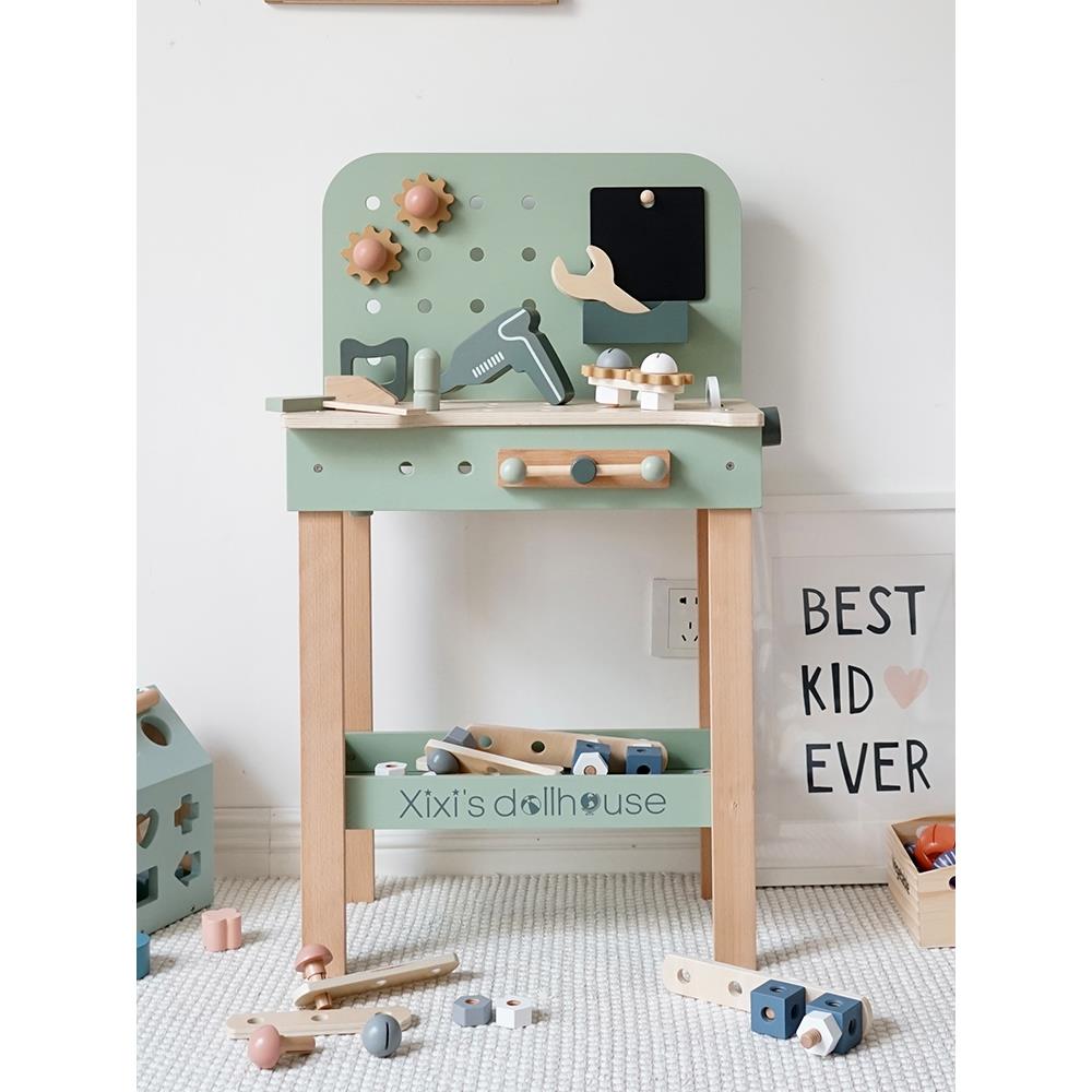 木制儿童修理工具表盒玩具男孩螺丝修理表玩房子厨房拼图幼儿园