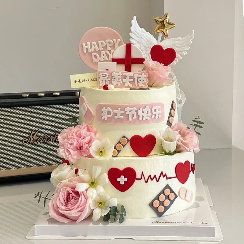 护士节蛋糕装饰翻糖刻字切模512白衣天使翅膀插件插牌烘焙装扮