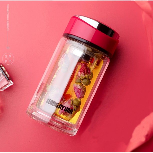 新家园双层玻璃水杯女可爱玻璃杯隔热便携泡茶杯小清新过滤花茶杯,餐饮具,玻璃杯,淘宝优惠券,粉丝福利购,淘宝优惠卷