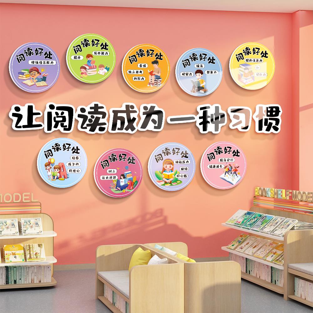 创意幼儿园环创主题墙成品读区图书角布置装饰阅览室形象文化墙贴