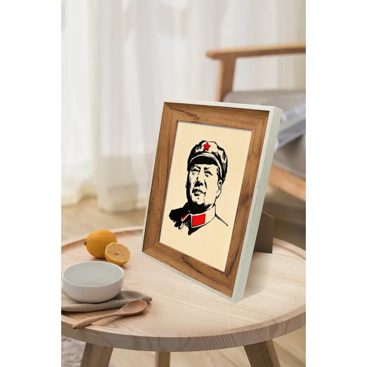 毛画像带相框办公桌面摆件摆台挂像大厅中堂挂画客厅玄关装饰画框