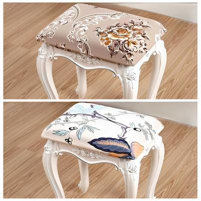 弹力方形小板凳套化妆梳妆台美甲钢琴椅子套欧式沙发矮木凳子套罩