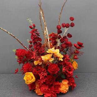 新款婚庆仿真花芒草盆花路引花T台舞台花背景花点桌花成品花摆放