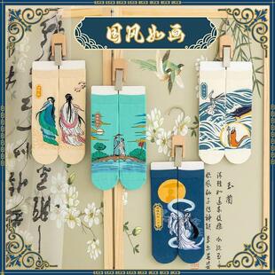 袜子女秋冬中筒袜潮流国风系列泡泡袜覆古白蛇传卡通潮袜女长筒袜