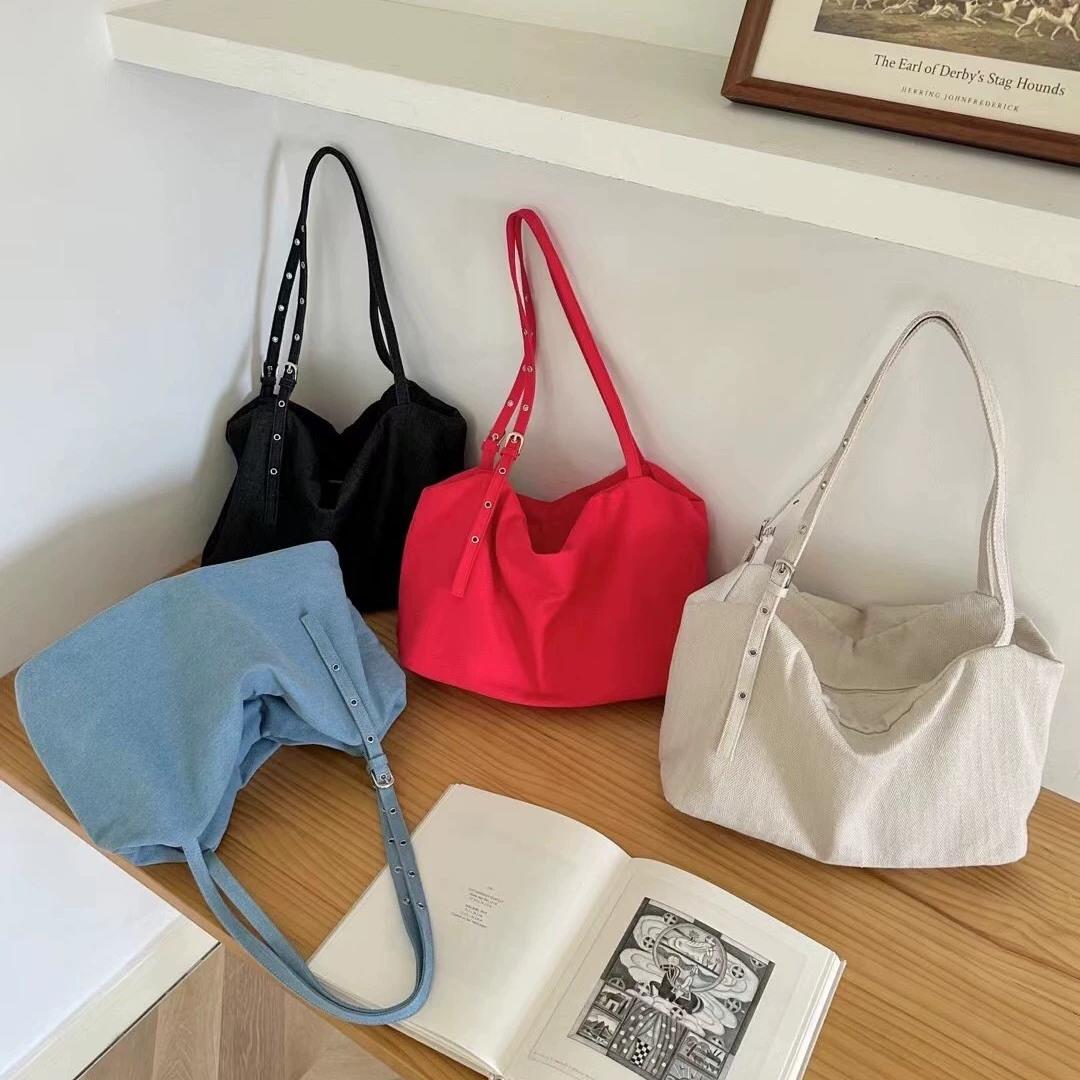 韩国新款洋气百搭帆布包2025春夏彩色女包时尚大容量单肩斜挎包女