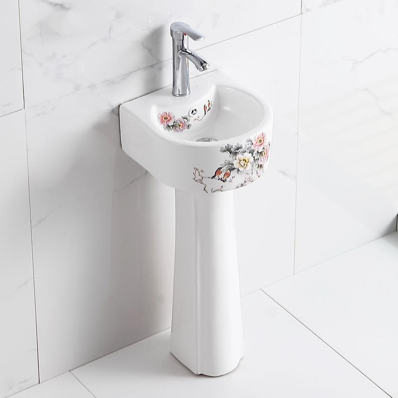立柱盆洗手盆分体落地式小户型卫生间立柱式洗脸盆阳台陶瓷洗漱台