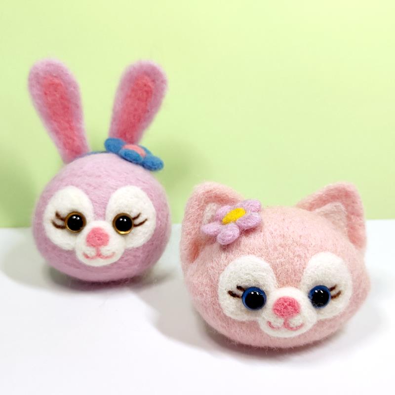 九尾狐熊猫羊毛毡创意手工diy新手材料包 羊毛毡挂件礼品卡通儿童