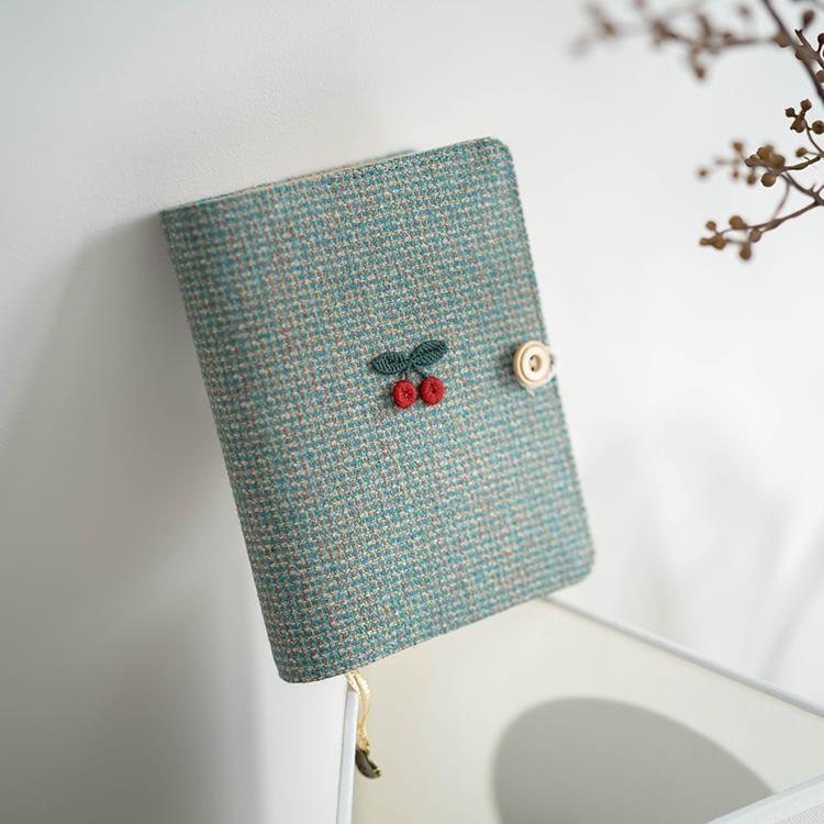 布艺面绿色覆古毛呢A5A6活页线装手帐本子低调文艺手工随身记事本