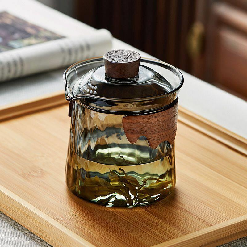 玻璃盖碗茶杯家用大号防烫三才泡茶碗带盖子手抓壶功夫茶具套组图片