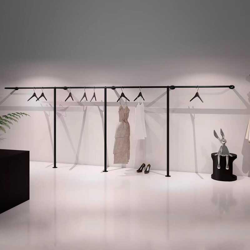 服装店上墙架不锈钢展示架女装店货架童装店陈列架侧挂简约时尚