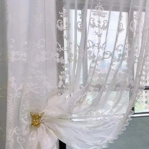 卧室免打孔天使法式书小黄铜复古轻奢客厅红壁小钩钩墙色窗帘挂钩
