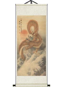1n祥龙云海装饰画青龙丝绸画客厅画国画龙卷轴画玄关挂画办公室墙