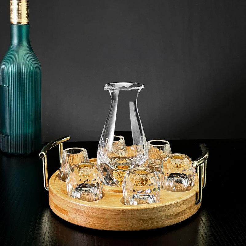 金箔玻璃白酒分酒器家用小酒杯套装高档酒壶金山白酒杯商用100ml,餐饮具,白酒杯,淘宝优惠券,粉丝福利购,淘宝优惠卷
