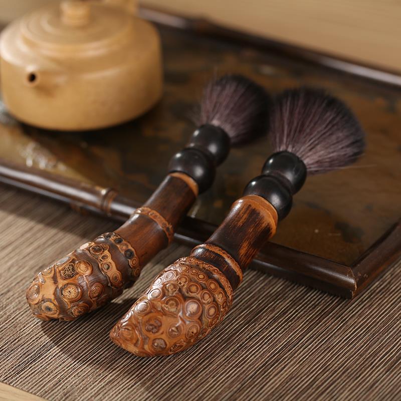 手工竹编竹根养壶笔覆古创意茶扫茶道茶刷紫竹根刷清理茶桌茶台刷