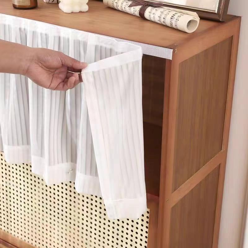 魔术贴粘贴纱帘柜子遮挡纱帘小短帘子书柜鞋柜遮丑隔断帘家用自粘