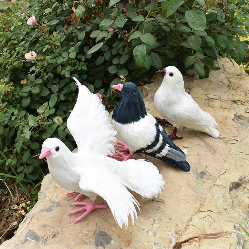 仿真鸽子摆件模型白鸽假鸽子和平鸽婚庆婚礼装饰道具羽毛动物标本